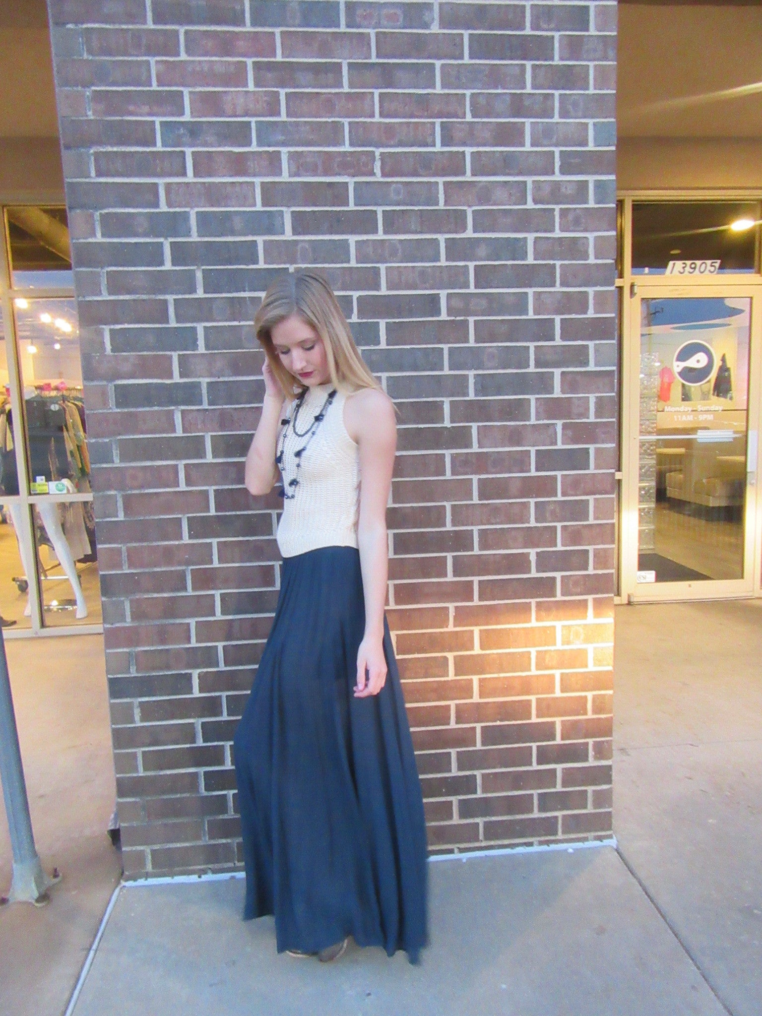 YACHT CLUB Elastic Waist Maxi Skirt