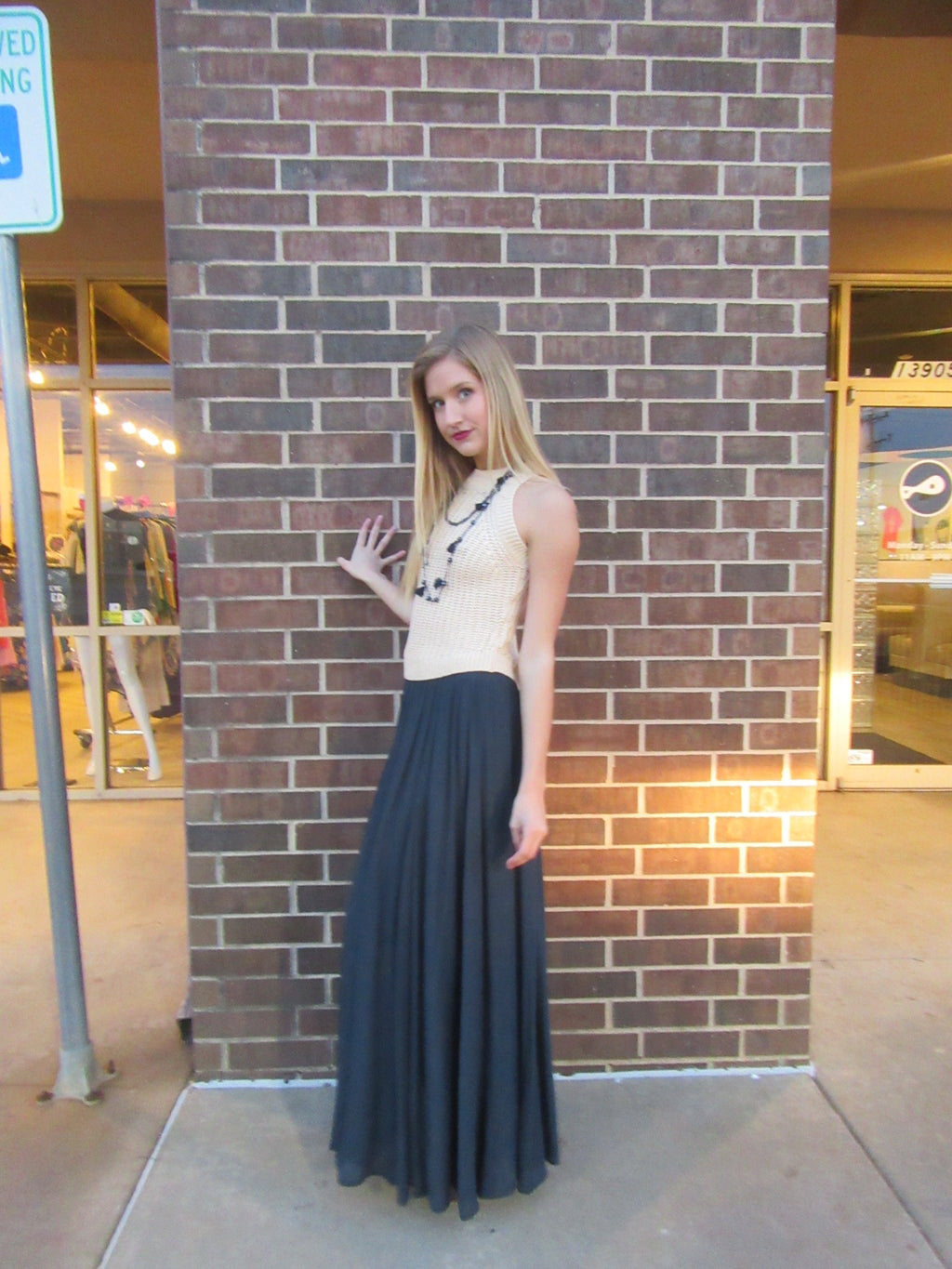 YACHT CLUB Elastic Waist Maxi Skirt