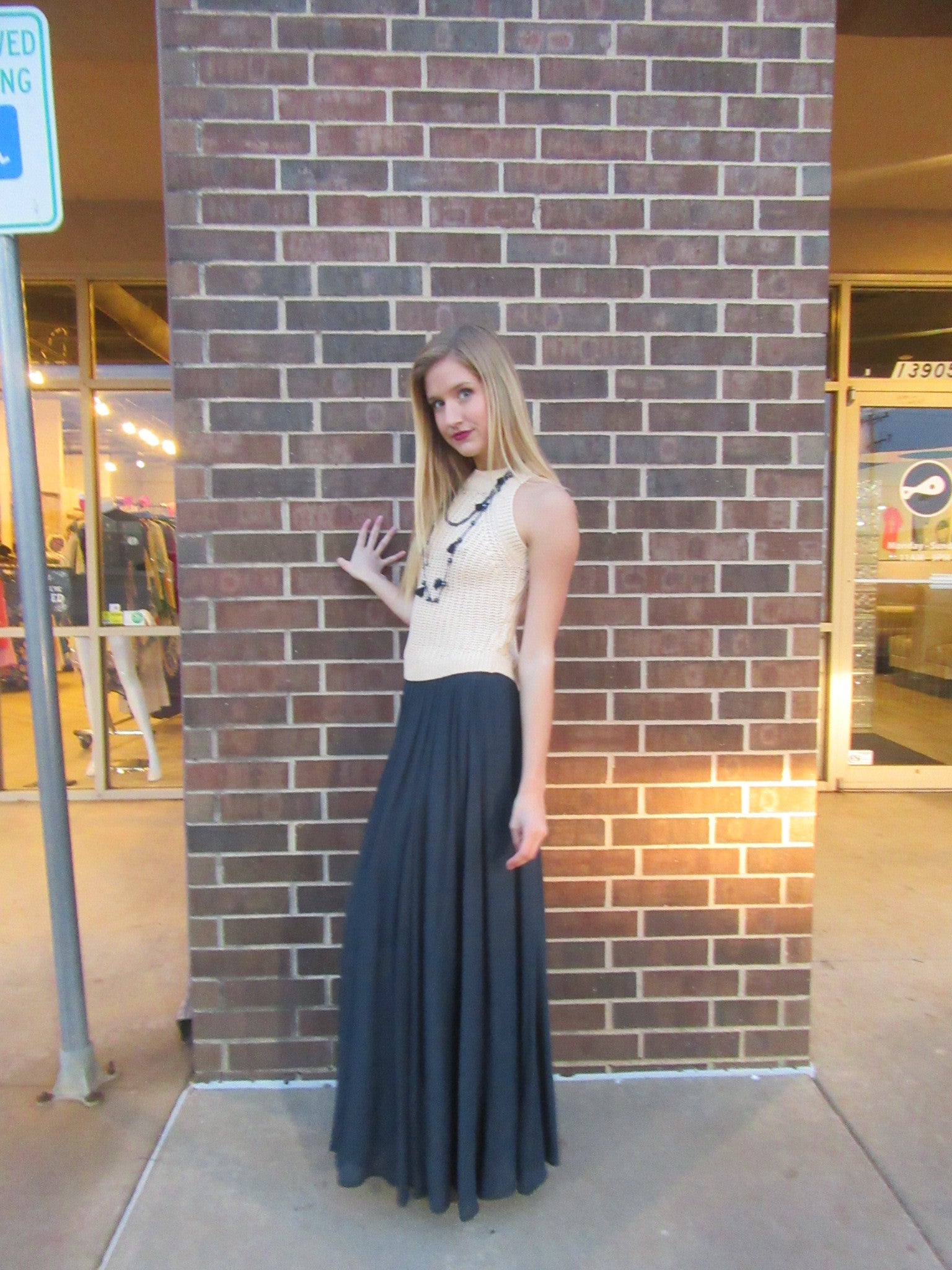YACHT CLUB Elastic Waist Maxi Skirt