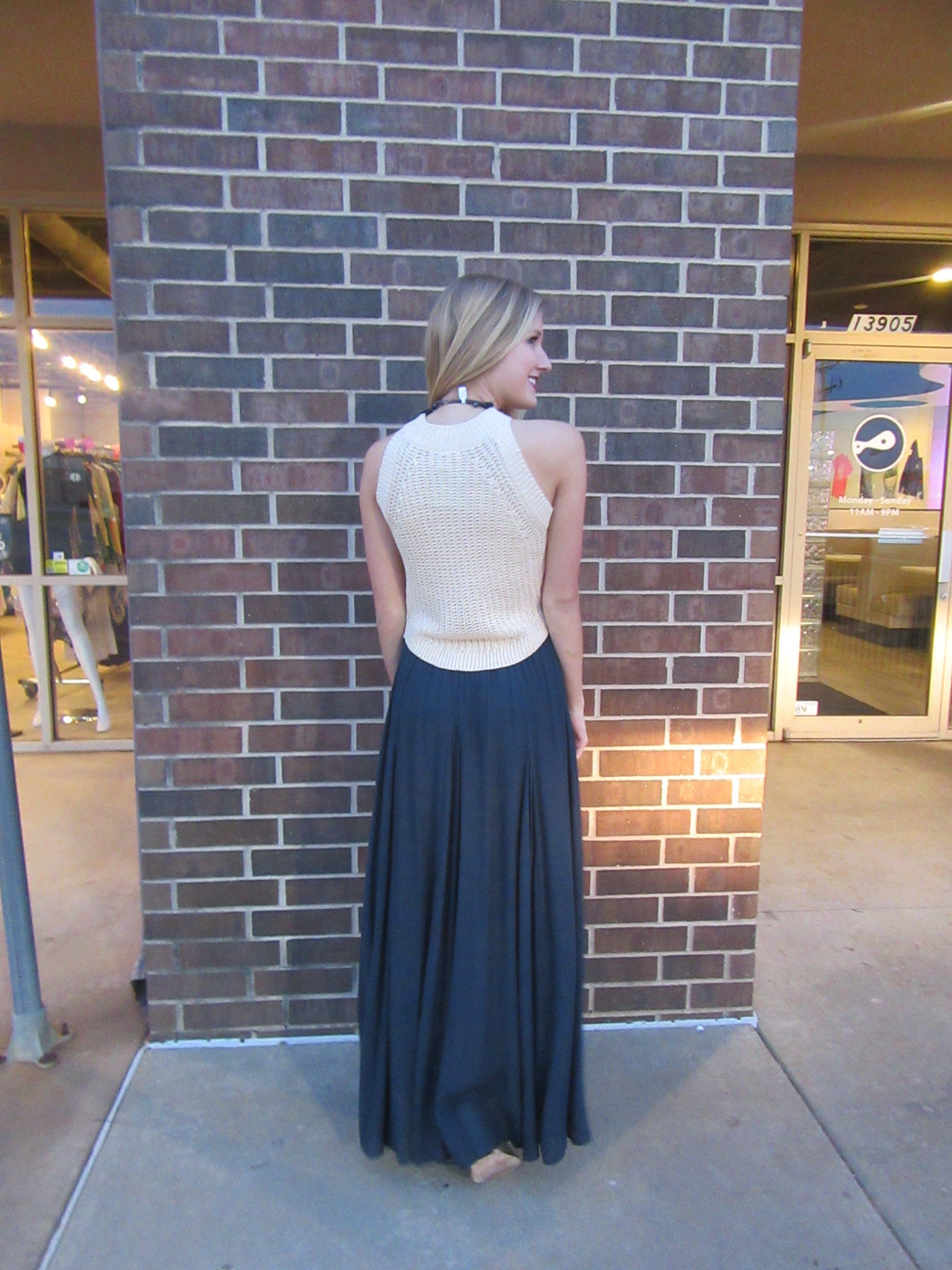 YACHT CLUB Elastic Waist Maxi Skirt
