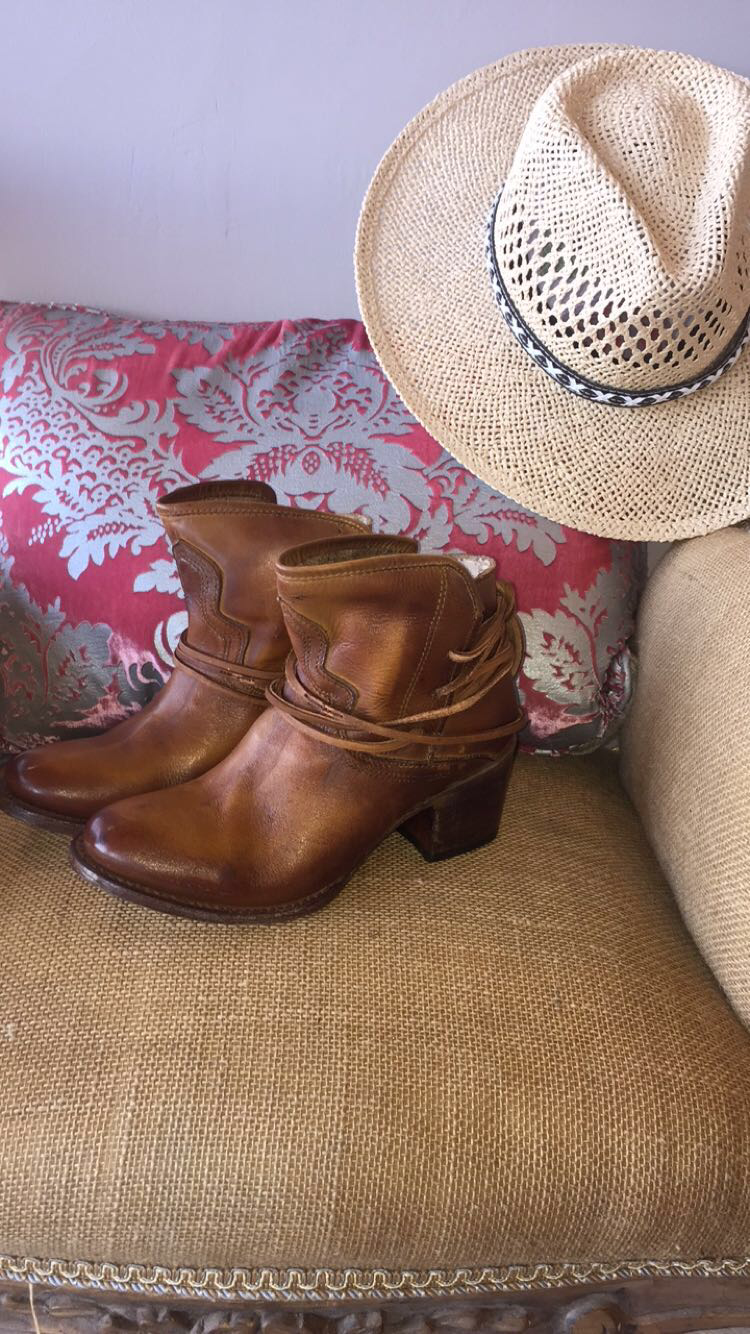 FREEBIRD by STEVEN Cognac CASEY TieBack Bootie Shoes