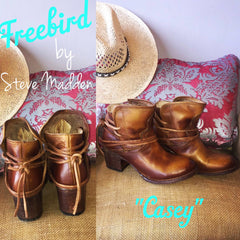 FREEBIRD by STEVEN Cognac CASEY TieBack Bootie Shoes