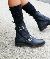 FREE PEOPLE Black OUTSIDERS Moto Boot Shoes