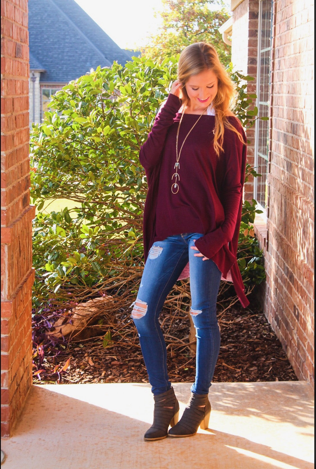 DELOZIER Super Soft Terry Asymmetric Tunic Top