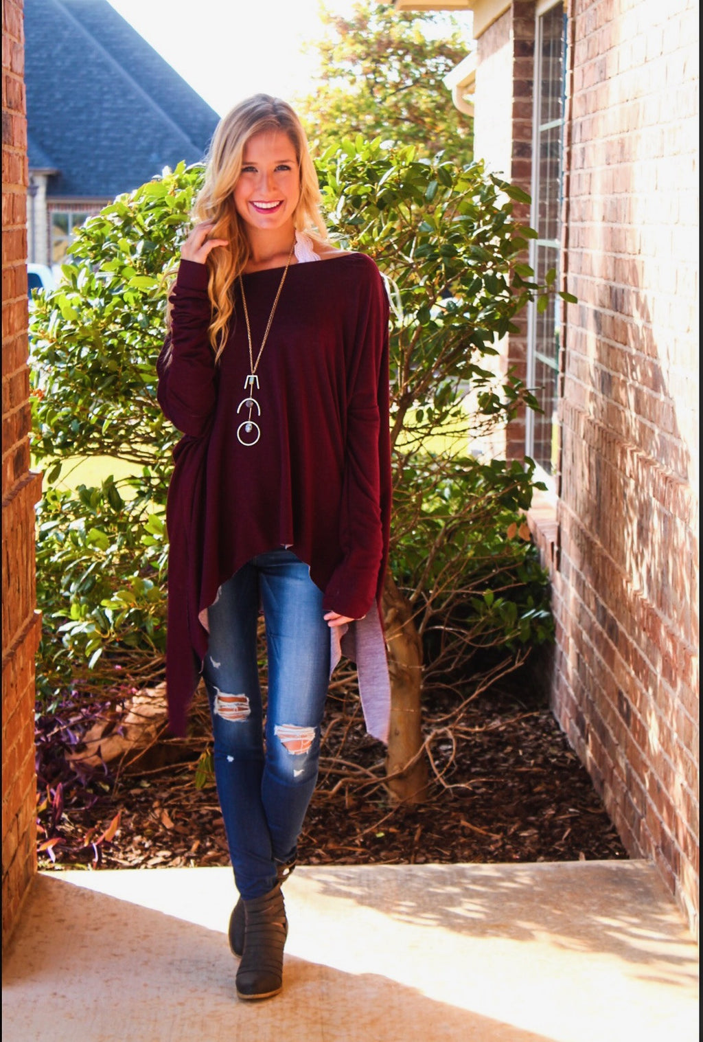 DELOZIER Super Soft Terry Asymmetric Tunic Top