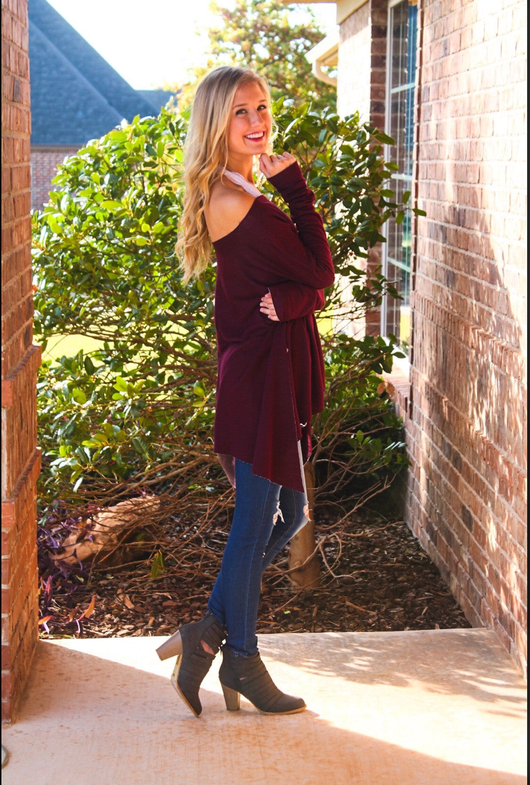 DELOZIER Super Soft Terry Asymmetric Tunic Top