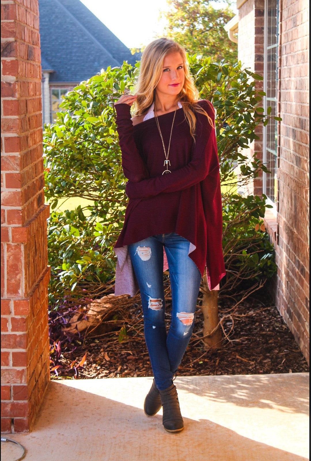 DELOZIER Super Soft Terry Asymmetric Tunic Top