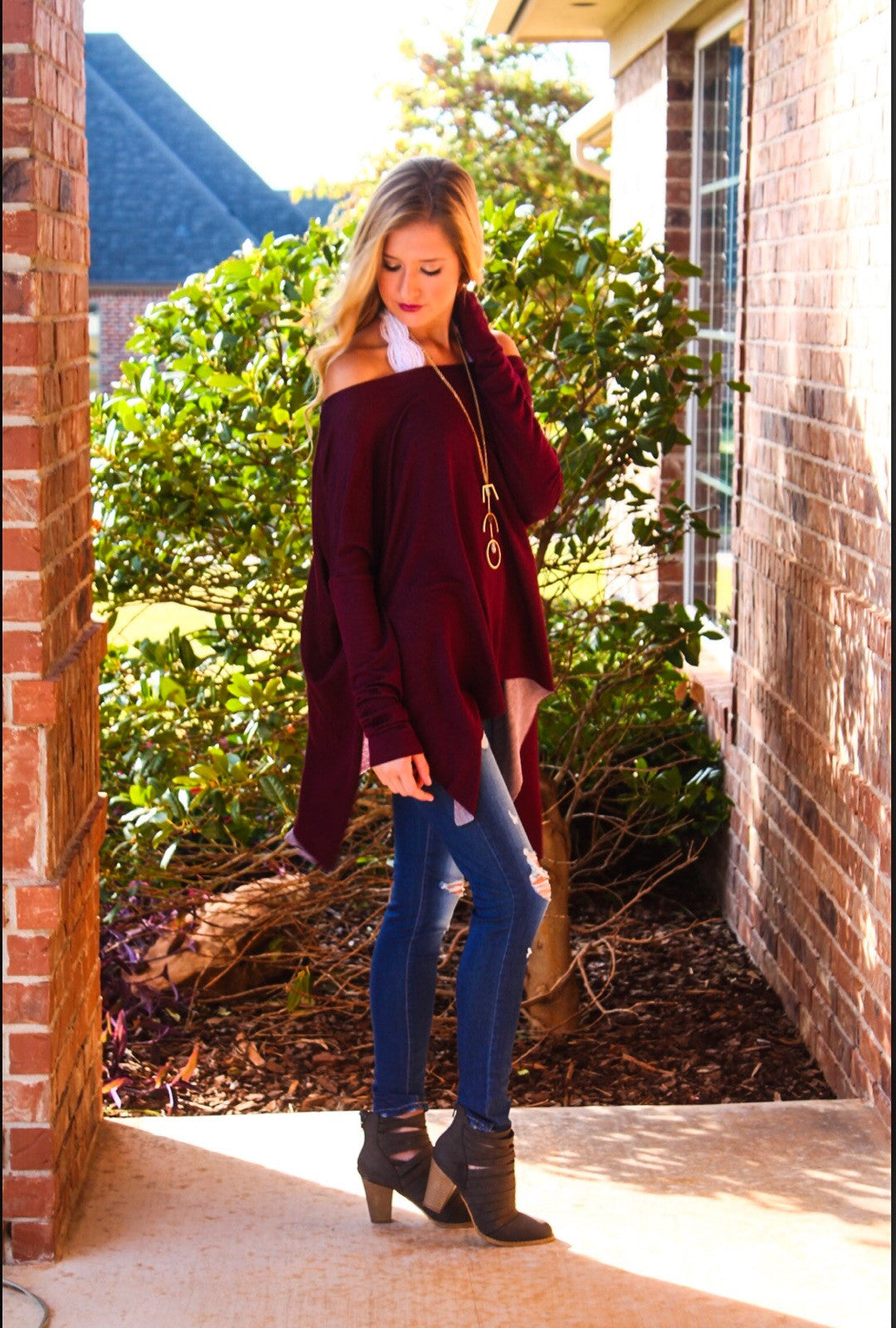 DELOZIER Super Soft Terry Asymmetric Tunic Top