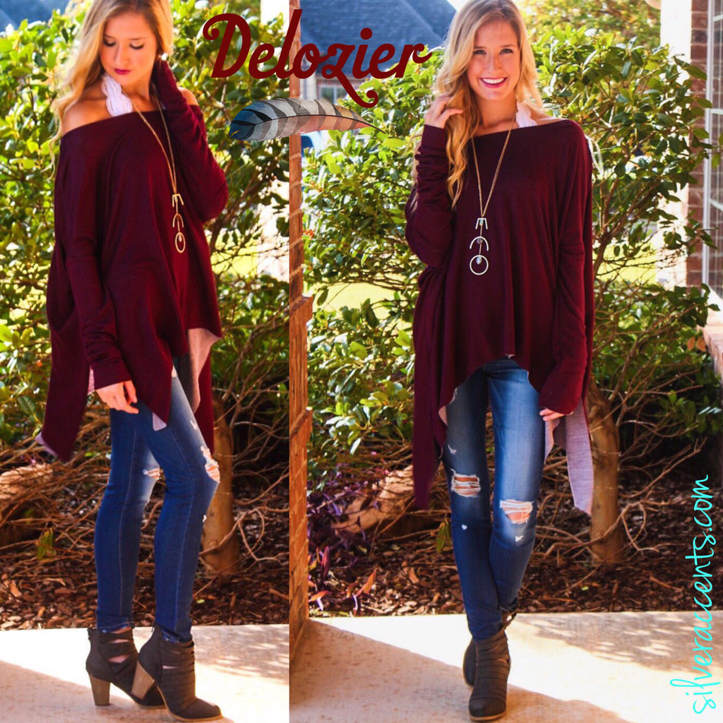 DELOZIER Super Soft Terry Asymmetric Tunic Top