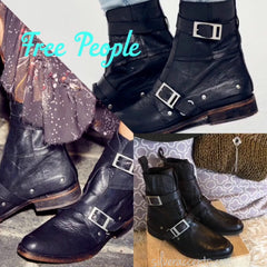 FREE PEOPLE Black OUTSIDERS Moto Boot Shoes