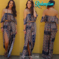 REDEMPTION 2pc Tile Print OffShoulder CropTop/Pant Set