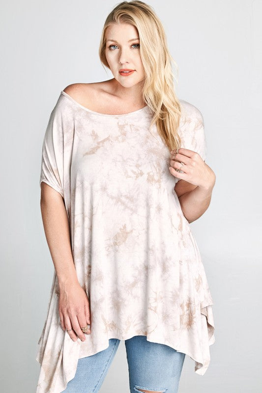 ASHLAND Dip Dye One Size Off White/ Taupe Top