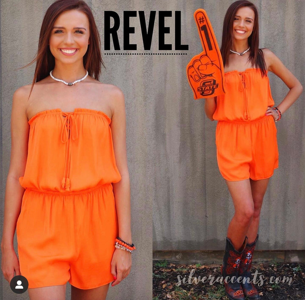 Naked Zebra REVEL Strapless TasselTie Satin Romper
