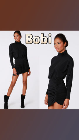 BOBI ModalJersey AMROSE TurtleNeck DolmanSleeve Dress