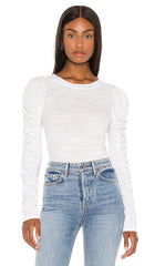 FREE PEOPLE NATASHA Rouched LongSleeve CrewNeck Top