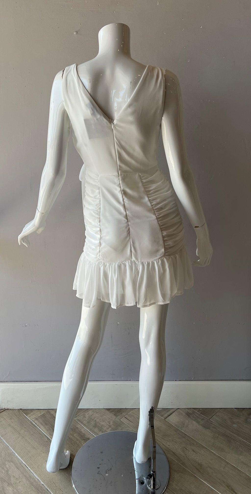 She&SkyOLIVIA V~Neck Ruche Ruffle~Bottom Dress