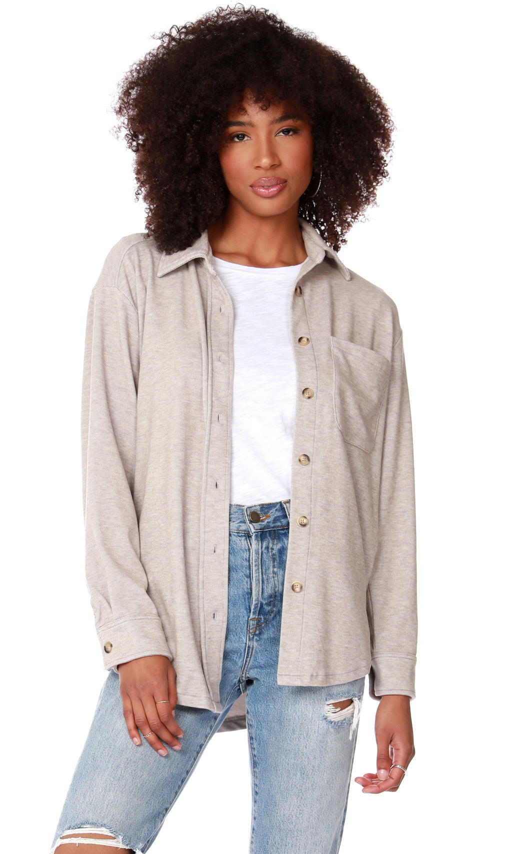 BOBI Cozy HeatherKnit OBLIVION Shacket Top