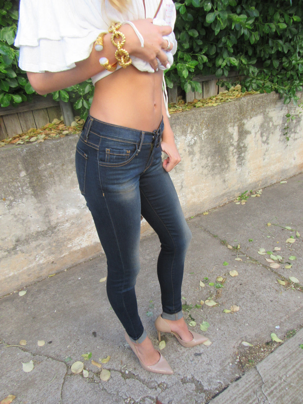 FLYING MONKEY Cuffed LUXE BLUE Skinny Jean