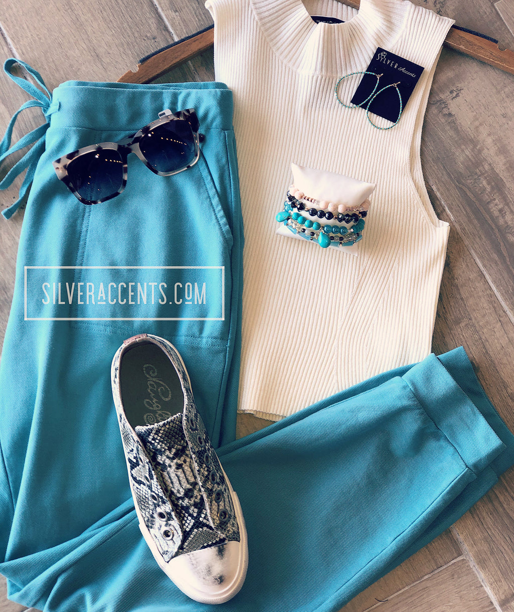 LESSONS MockNeck RibKnit Sleeveless Top