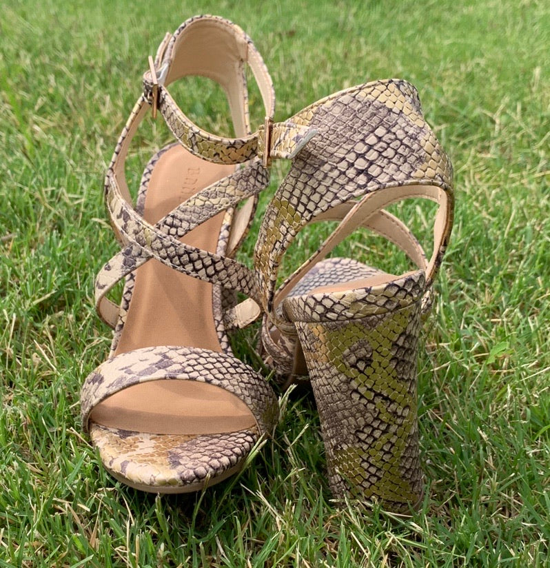 CAMINO Python Metallic Strappy Heel