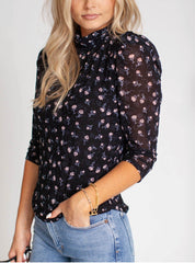 FREE PEOPLE Floral GATHER Mesh Tee