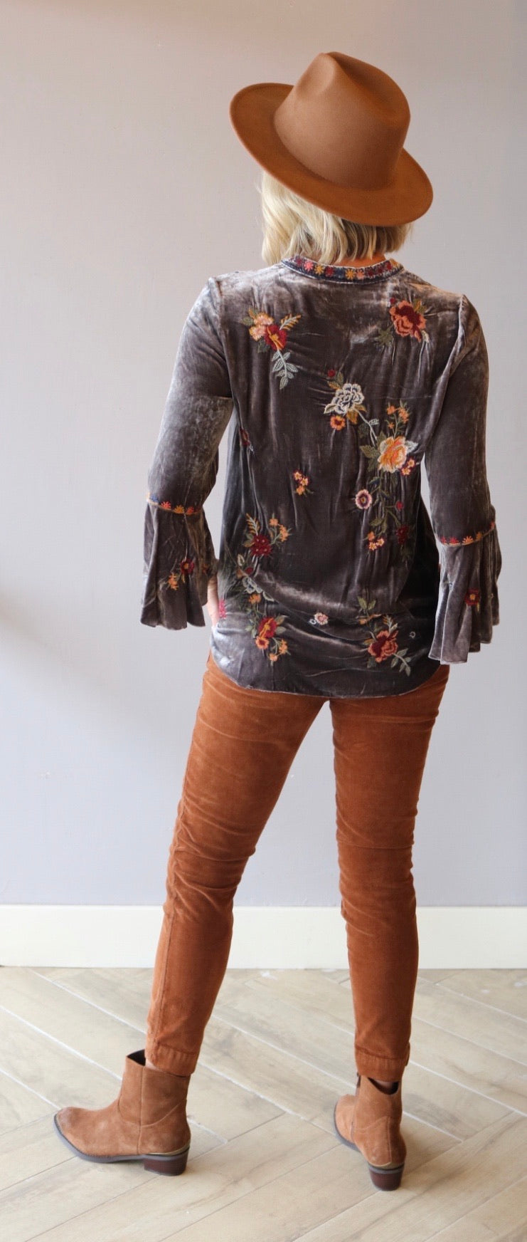 JOHNNY WAS Velvet SISILIA Embroider FlareSleeve Blouse Top