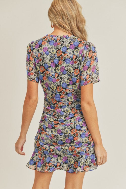 Floral DESTINY Ruched Bottom Wrap Dress