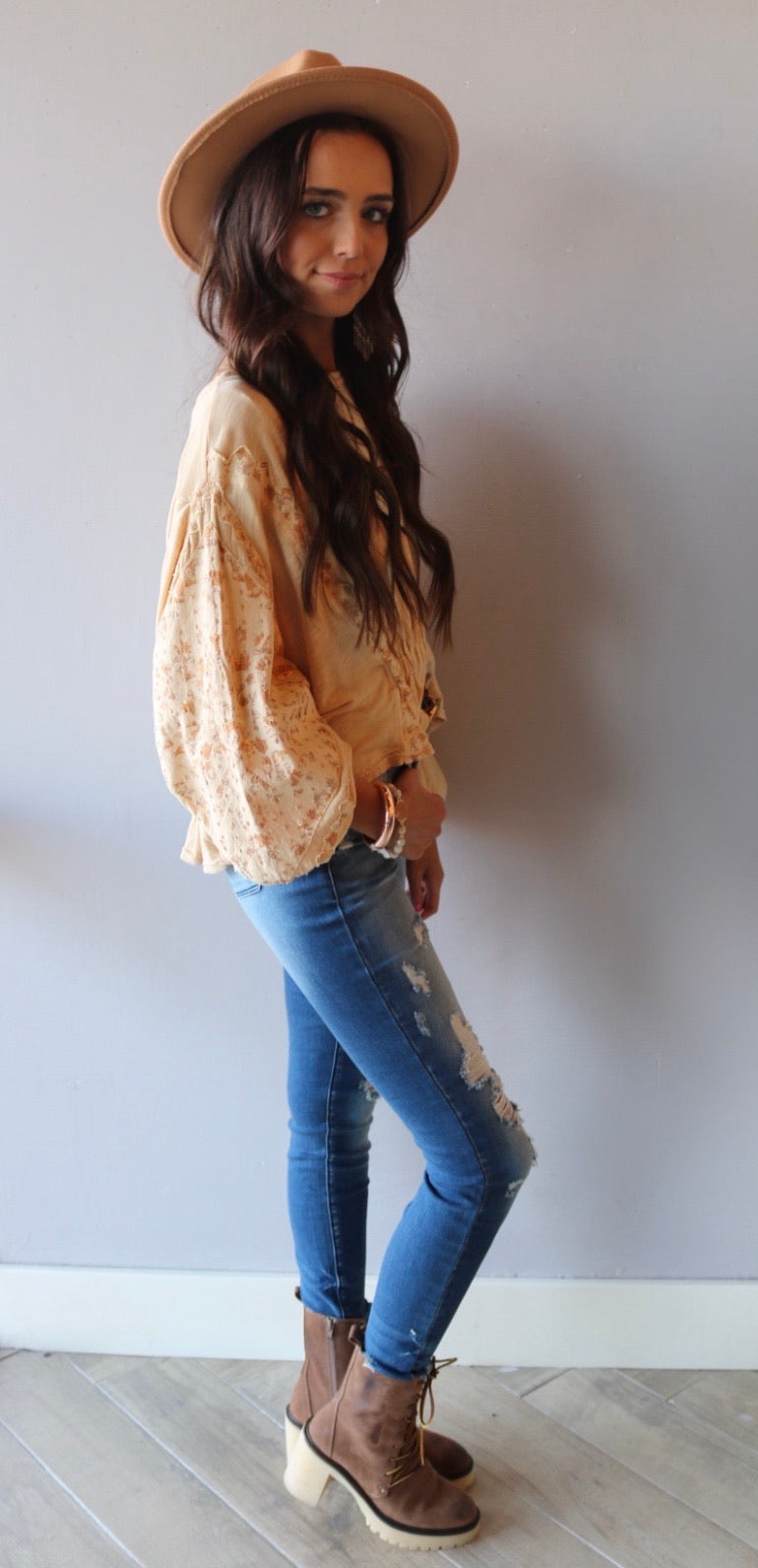 FREE PEOPLE Patchwork THROWBACK MineralWash Print Top