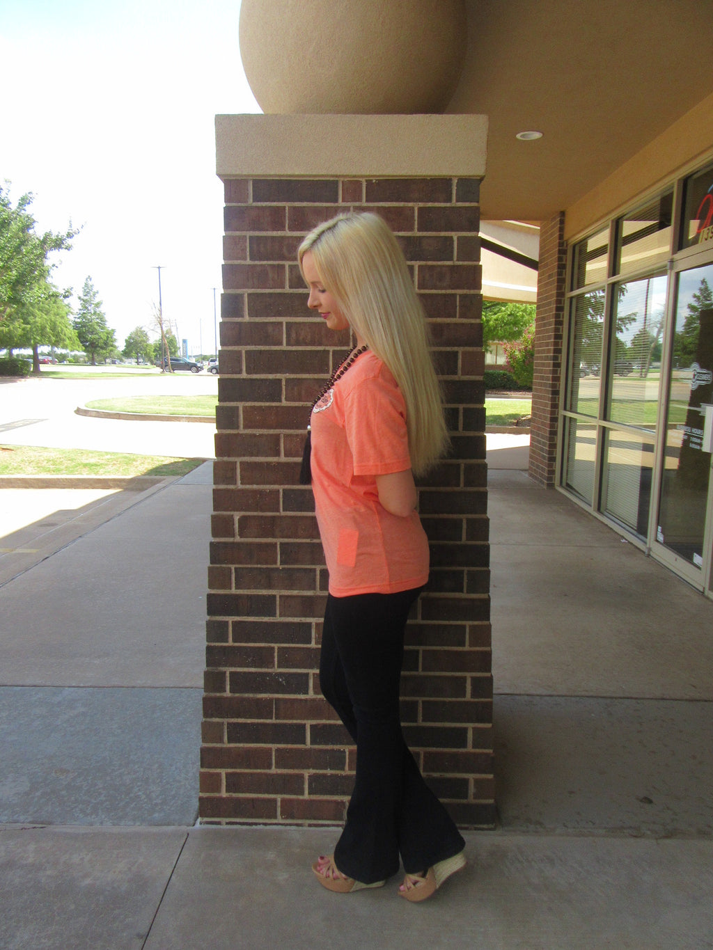 OKLAHOMA STATE Floral Circle Triblend V-Neck Tee Top