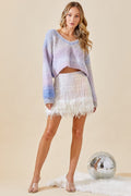 TANGO Sequin/Feather Trim Fringe Skirt