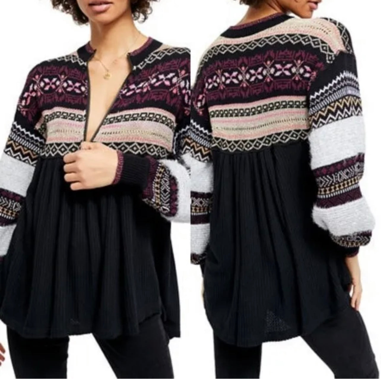 FREE PEOPLE Babydoll CABIN FEVER Swit Sweater