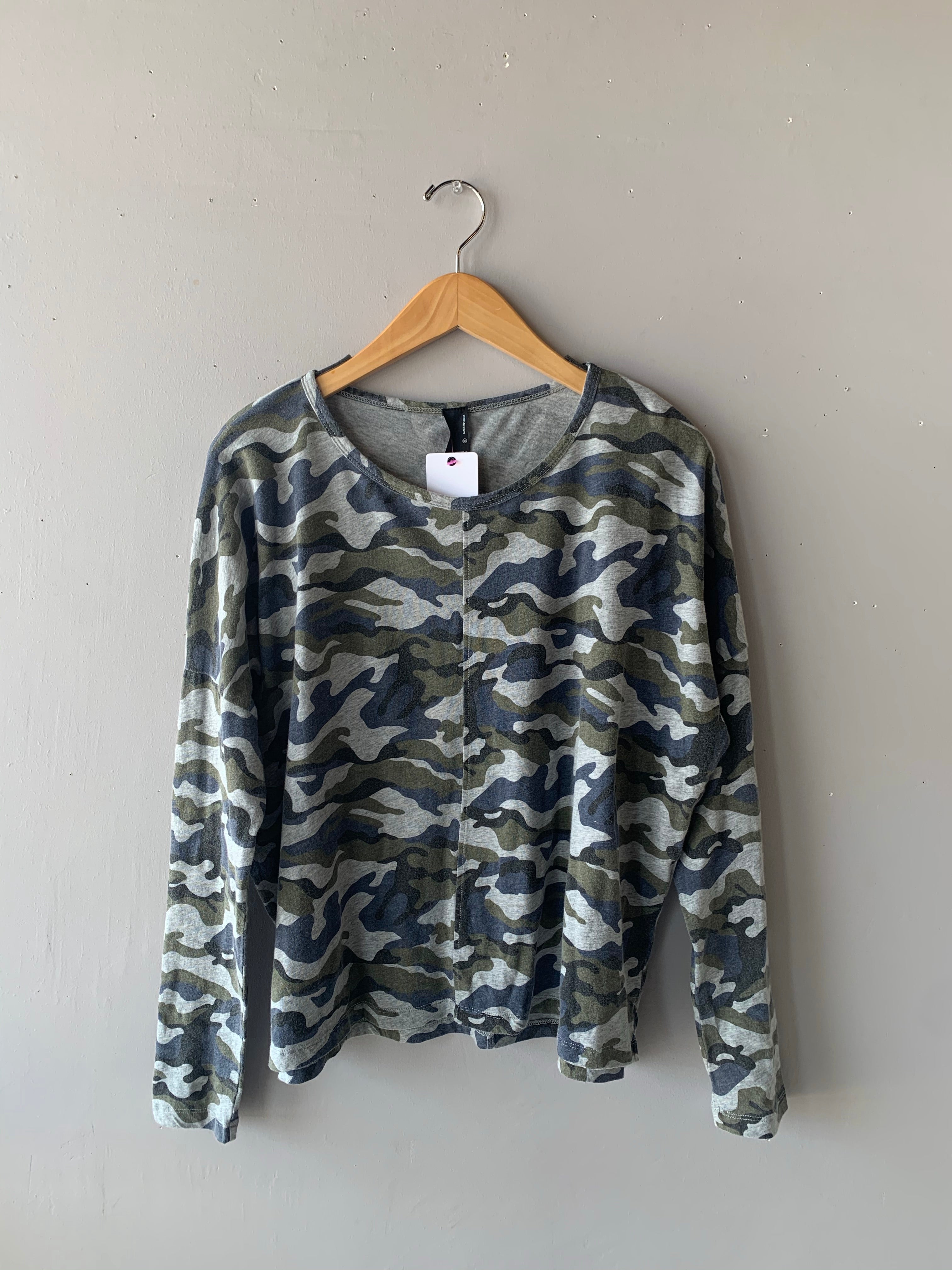 BOBI Camo LINGER Boxy Heather Jersey Top
