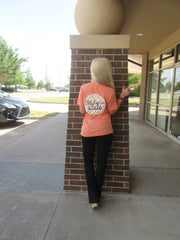 OKLAHOMA STATE Floral Circle Triblend V-Neck Tee Top