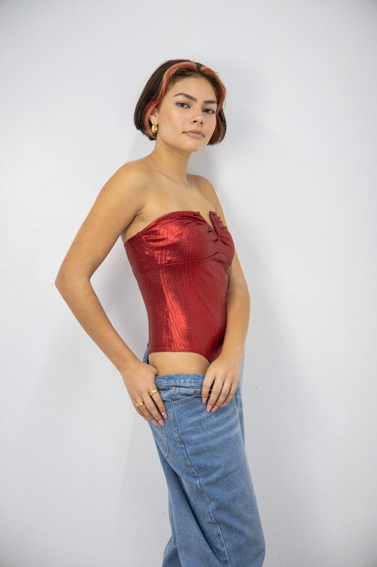 Cloud Ten RIVALRY Strapless Metallic Bodysuit