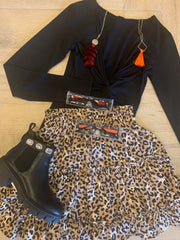 Newbury Kustom GRACE Leopard Tiered Waist~Band Skirt
