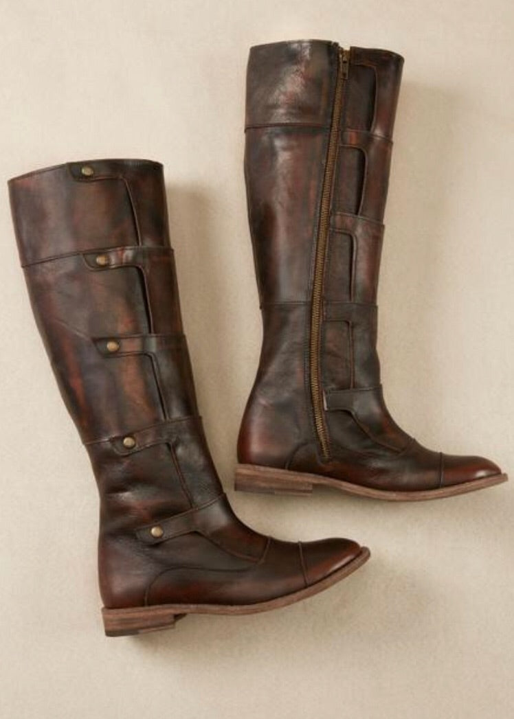 Very Volatile DELANEY Tall Flat Boots With Press Studs