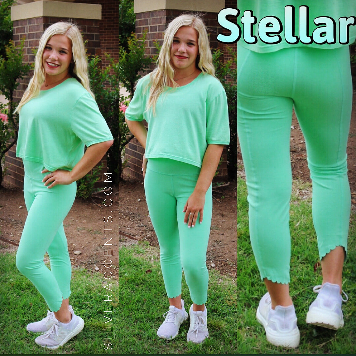 MONO B STELLAR HighWaisted LaserCut ScallopHem Legging