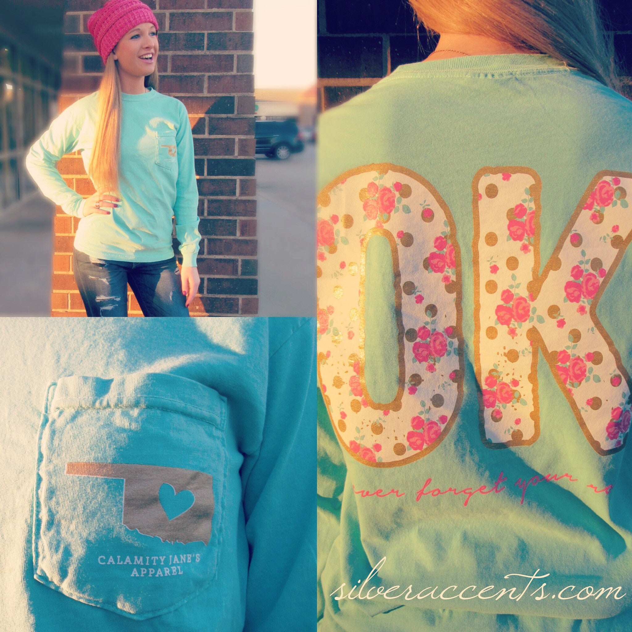 Floral OK Roots Comfort Colors Tee Top