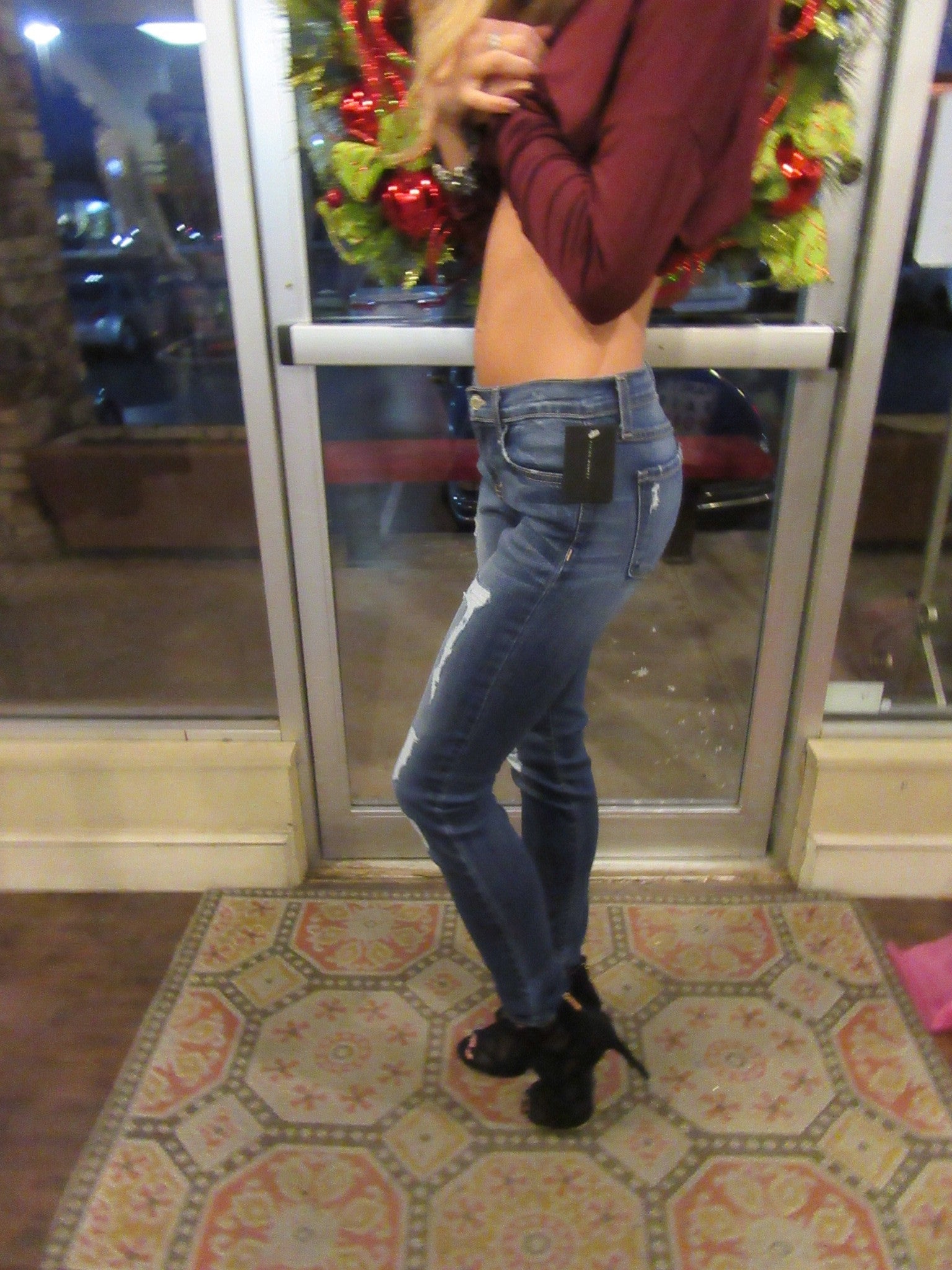 FLYING MONKEY Fused Distressed FERRIS BLUE Skinny Jean