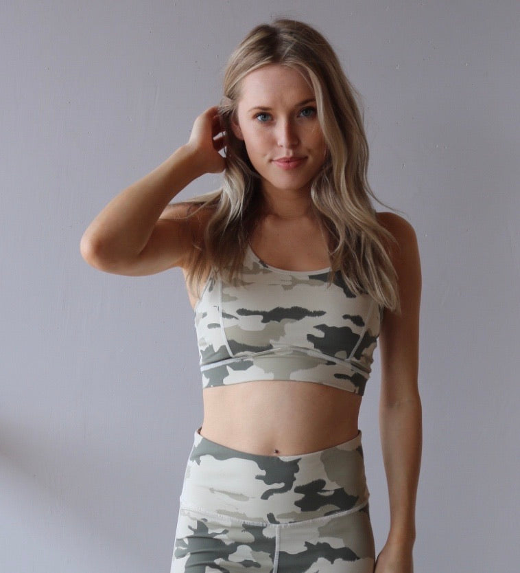 MONO B Lt Camo GRENADE CutOut Back Sports Bra