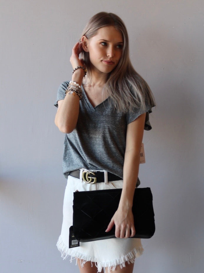 FREE PEOPLE! HiWaist BAILEY Raw FringeHem Denim Skirt