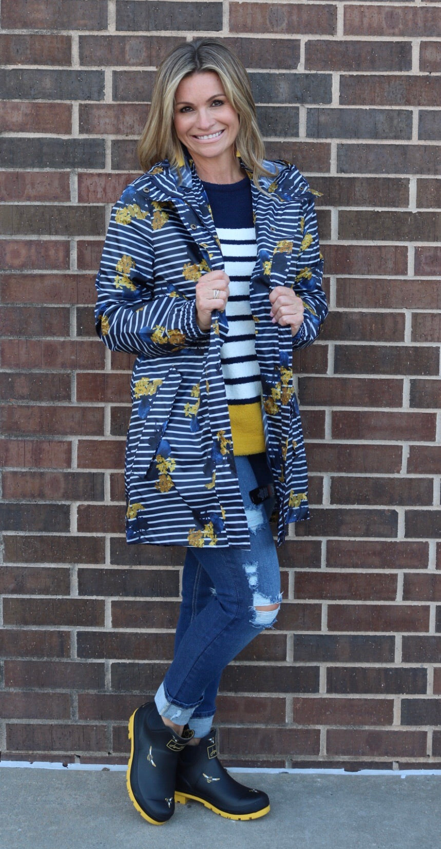 JOULES Striped LILYPAD Pattern GOLIGHTLY Packable Rainjacket