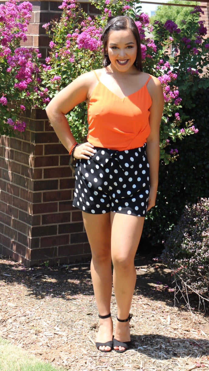 CONFETTI Polka Dot Hi Waist Fold Over Shorts