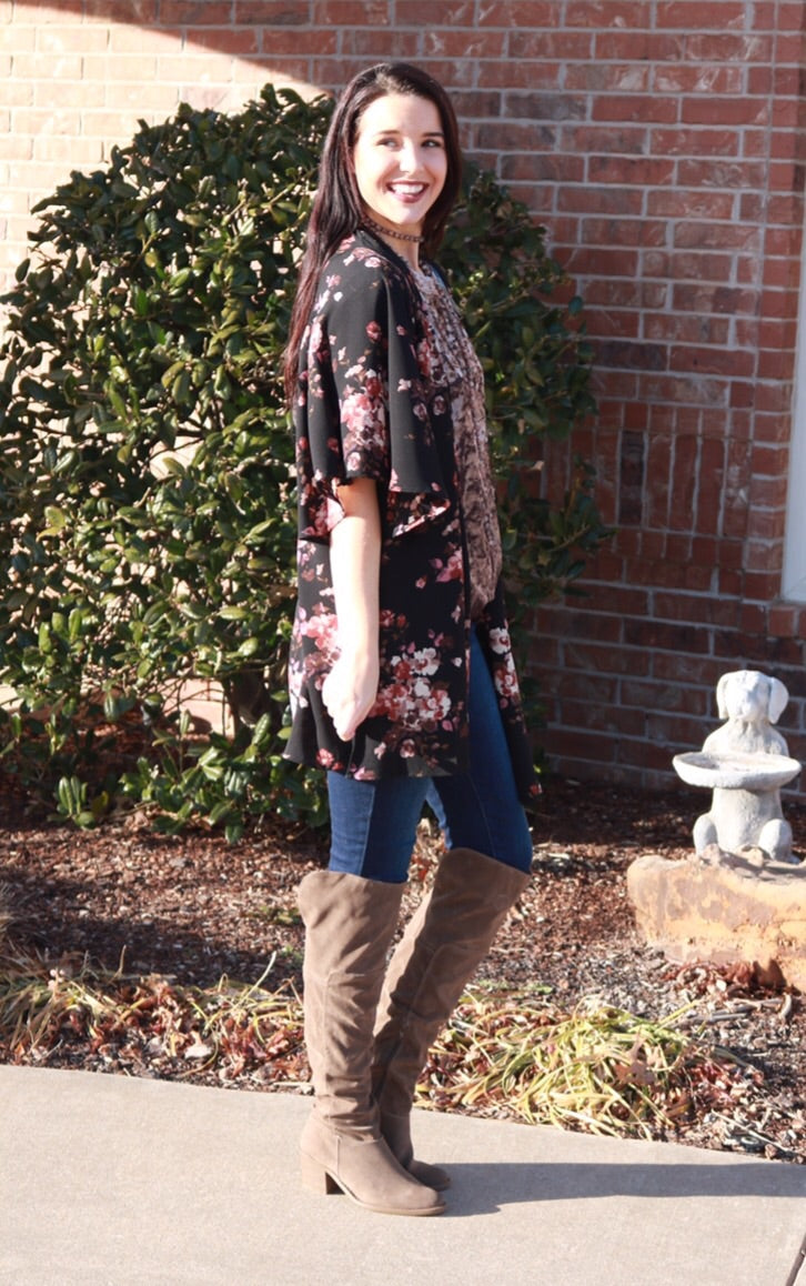 RUSTIC Floral Kimono Cardigan Top