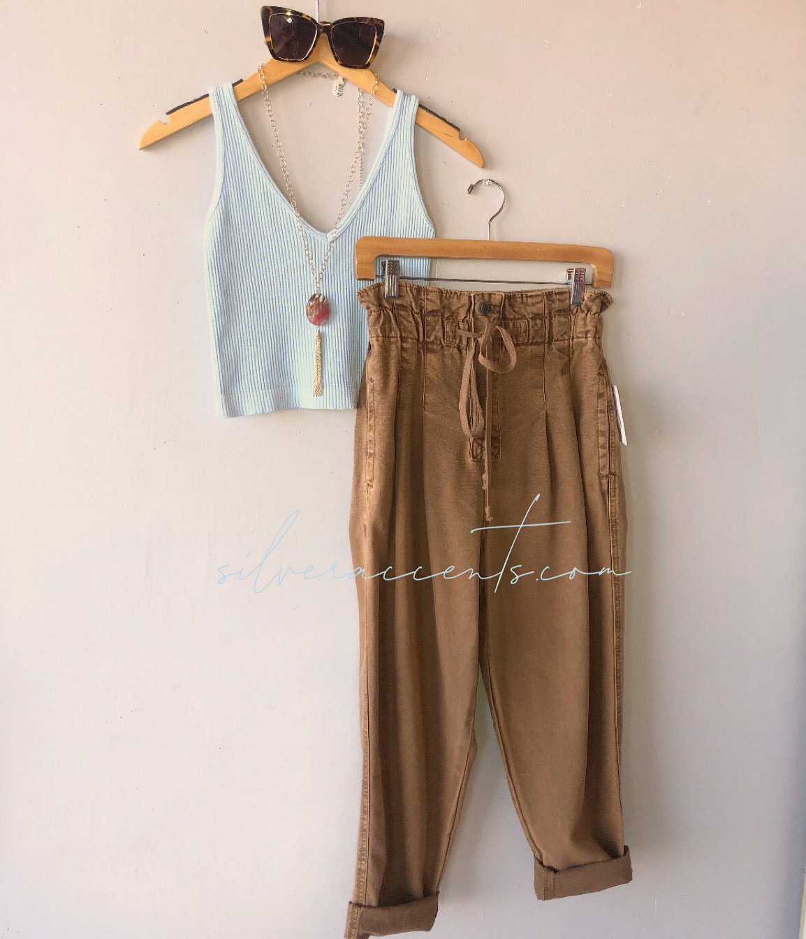 FREE PEOPLE Drawstring MARGATE Pleated PaperBag Trouser