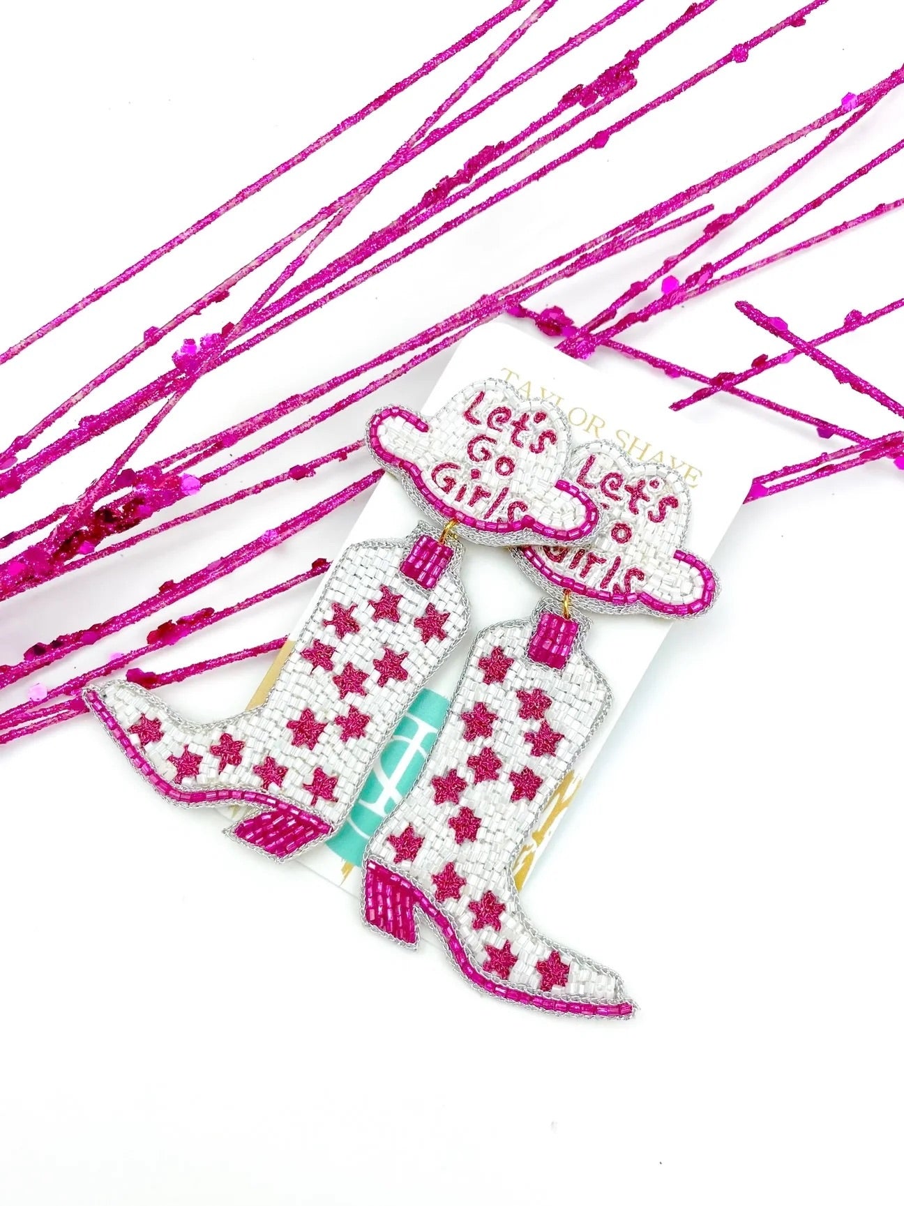 TAYLOR SHAYE DESIGNS Beaded LET’S GO GIRLS Earrings