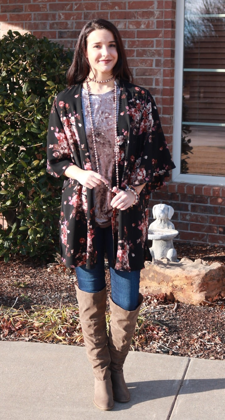 RUSTIC Floral Kimono Cardigan Top