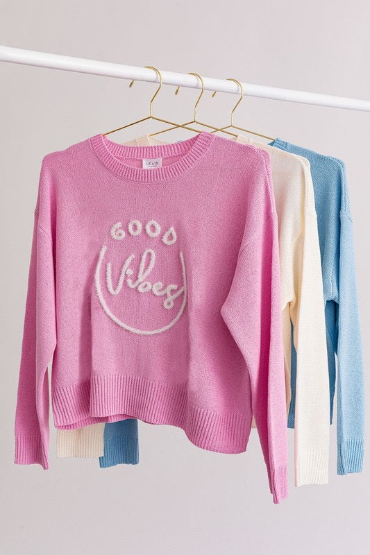 GOOD VIBES Tinsel CrewNeck Knit Top