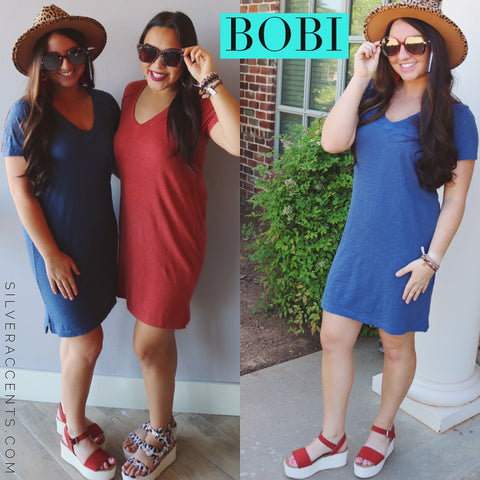 BOBI V-Neck BOURNE RawHem T-Shirt Dress