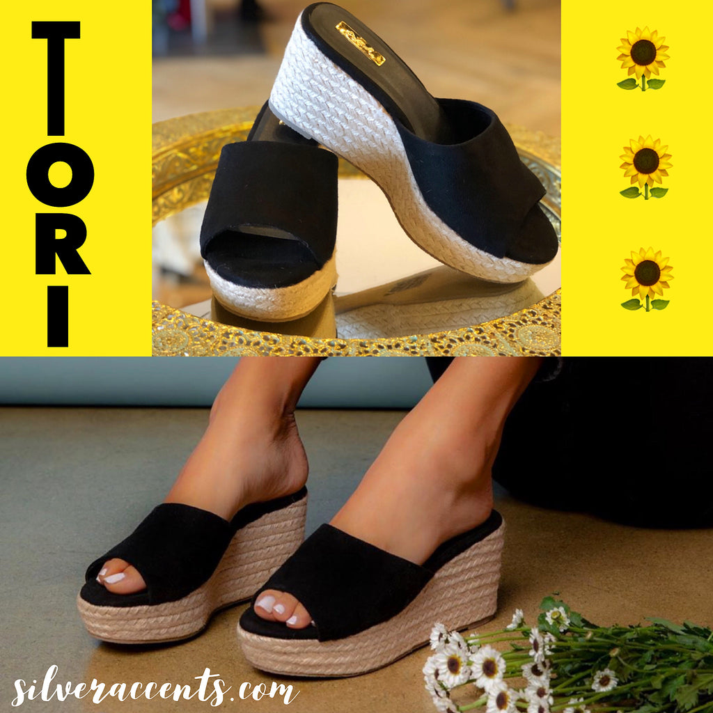 TORI SingleBand Wedge Slide Sandal Shoe